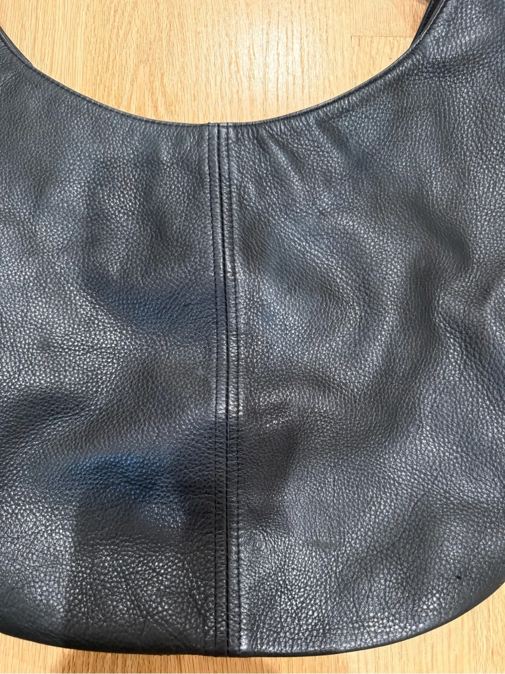 Black Leather Hobo Shoulder Bag
